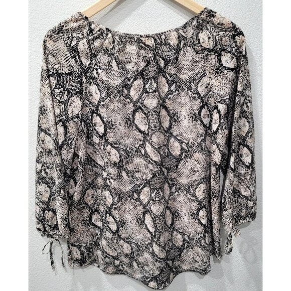 Womens Faded Glory Snake Print Sheer Blouse 3/4 Sleeve Size M - Picture 7 of 9